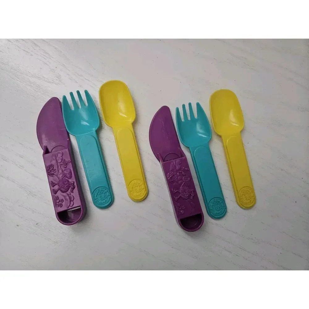 Vintage 1989 McDonalds Camp McDonald Land Fork Knife Spoon Set 3 Pc